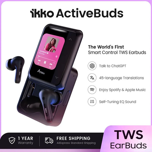 iKKO World's First AI TWS Earbuds with Smart System&Touchscreen ActiveBuds Bluetooth Earphones Wireless Headphone In-Ear Headset