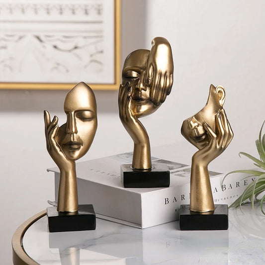 European Home Decoration Facial Ornaments Creative Abstract Figure Sculpture Resin Office Living Room Desktop Art Accessories
